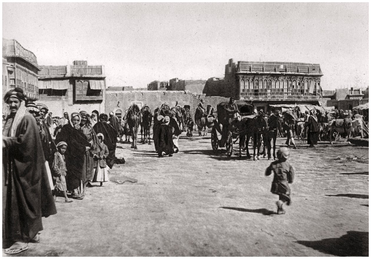 Plac bazarowy w Basrze, Irak, 1925 autorstwa A. Kerim