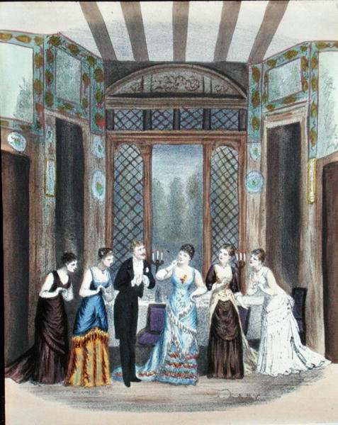 Scena z operetki, ok. 1870-80 (litografia barwna) autorstwa A. Lamy