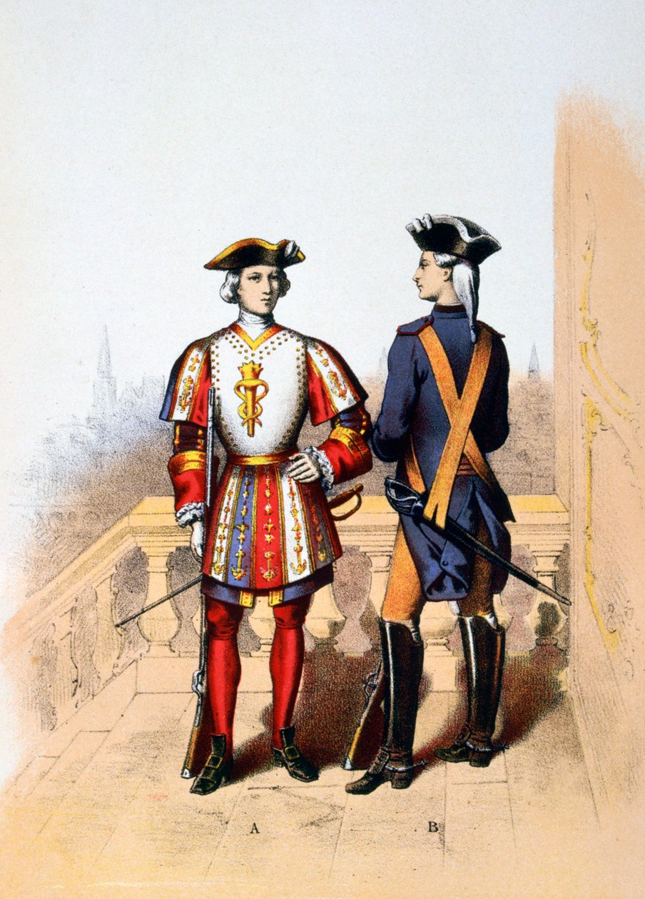 Królewska gwardia króla i kawalera, XVIII w. 1887 autorstwa A. Lemercier