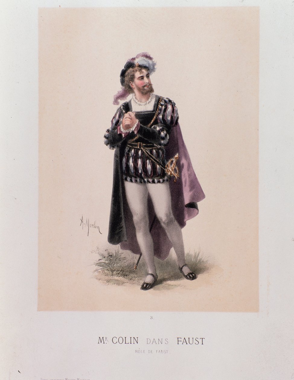 Monsieur Colin w roli Fausta, opera Charlesa Gounoda (litografia autorstwa A. Morton