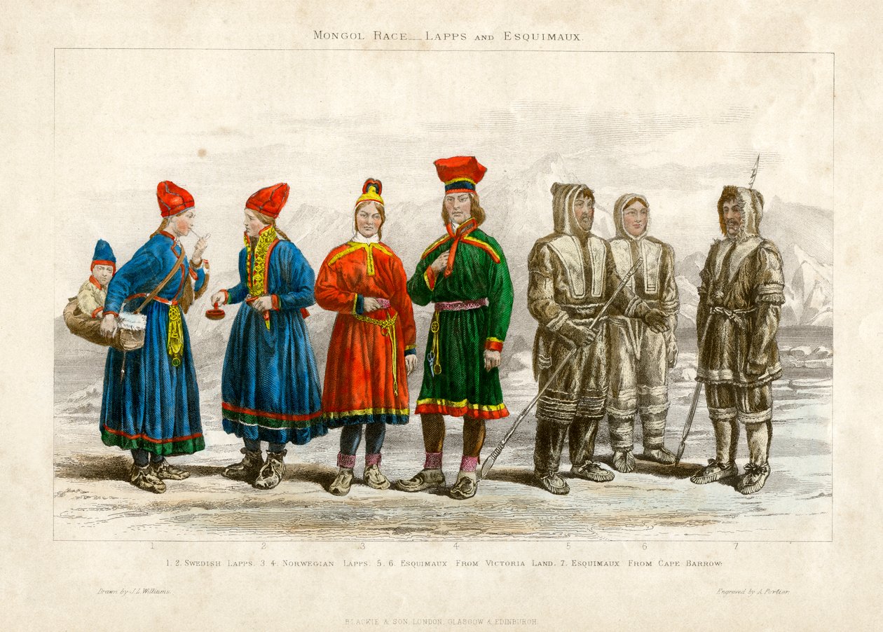 Rasa mongolska, Lapończycy i Eskimosi, XIX wiek. autorstwa A. Portier