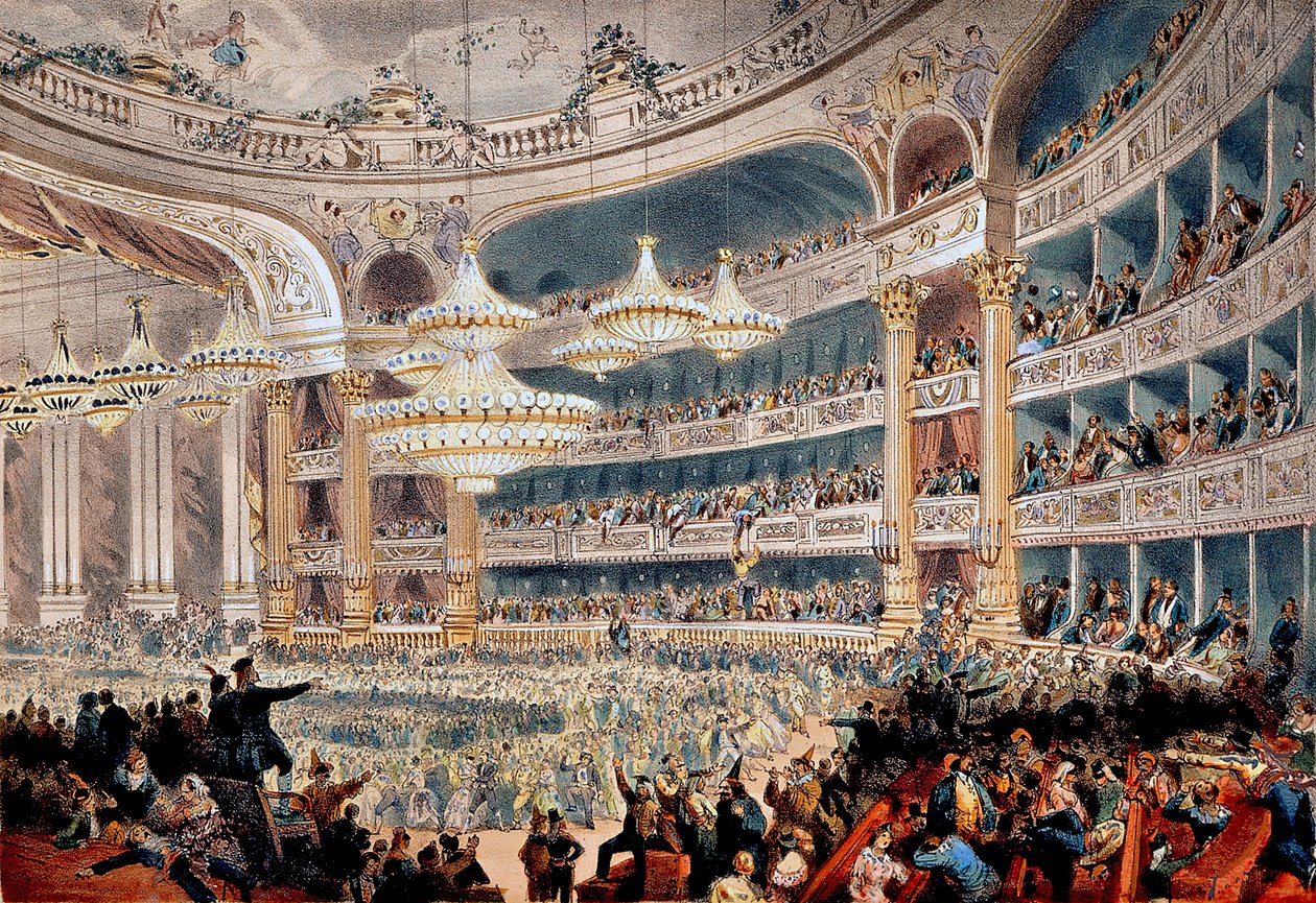 Bal w Operze de la rue Le Peletier w Paryżu ok. 1850 r. - Grawerowanie A Provost autorstwa A Provost