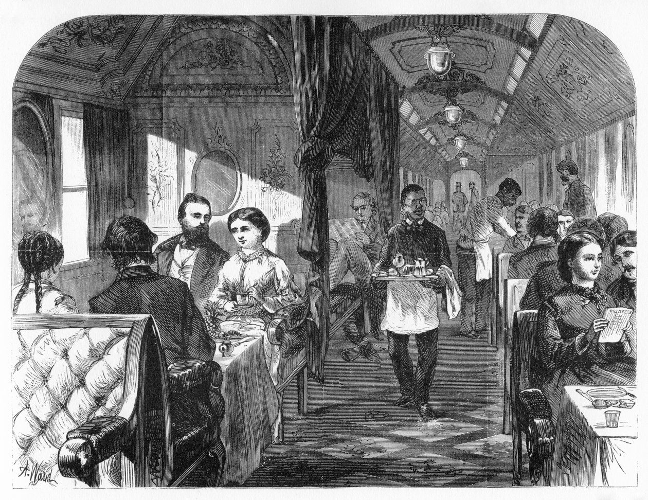 Palace Hotel Car, Union Pacific Railroad, c1870. autorstwa A. R. Ward