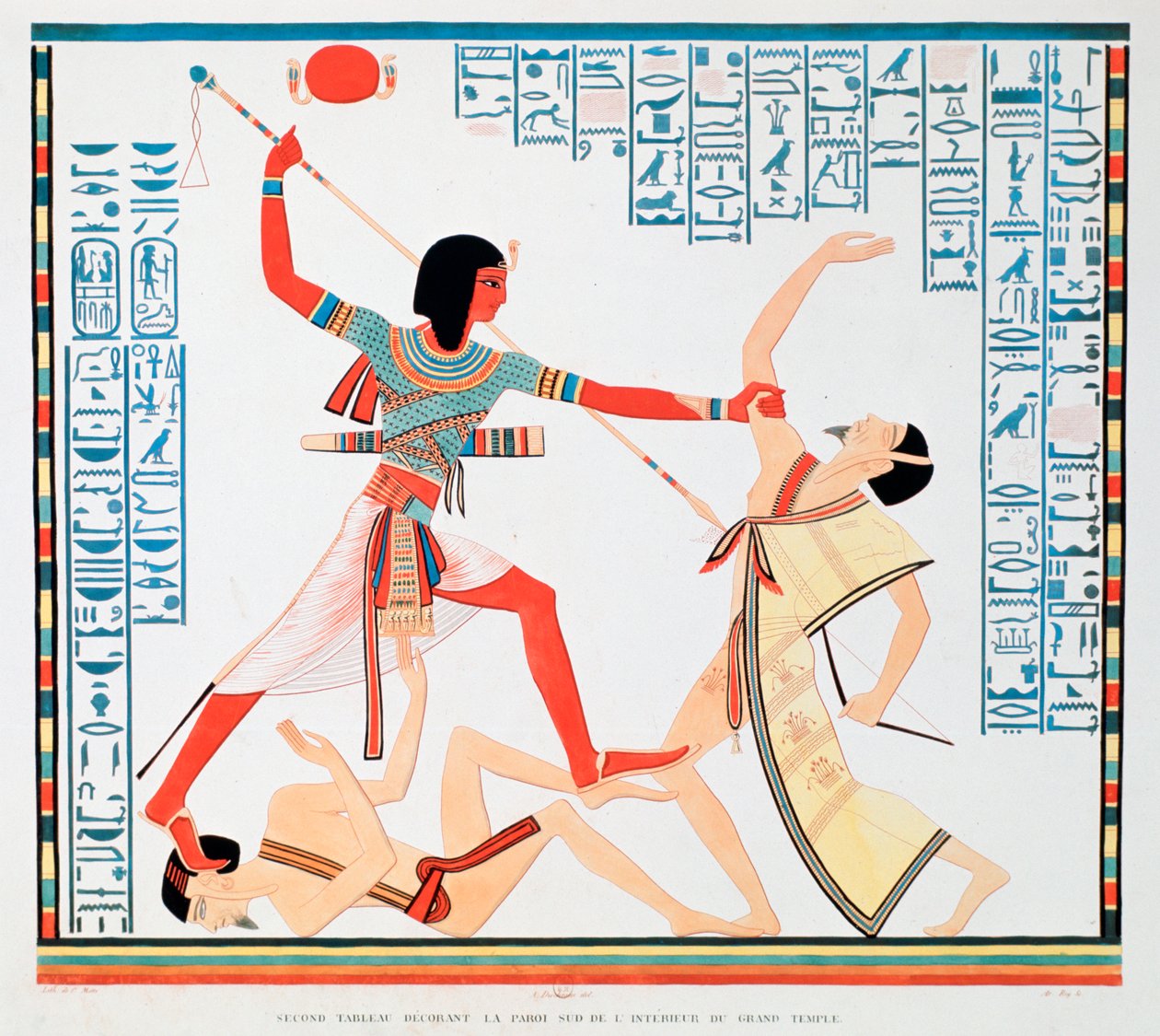 Druga scena na południowej ścianie wnętrza Wielkiej Świątyni w Abu Simbel, 1888 autorstwa A Racinet