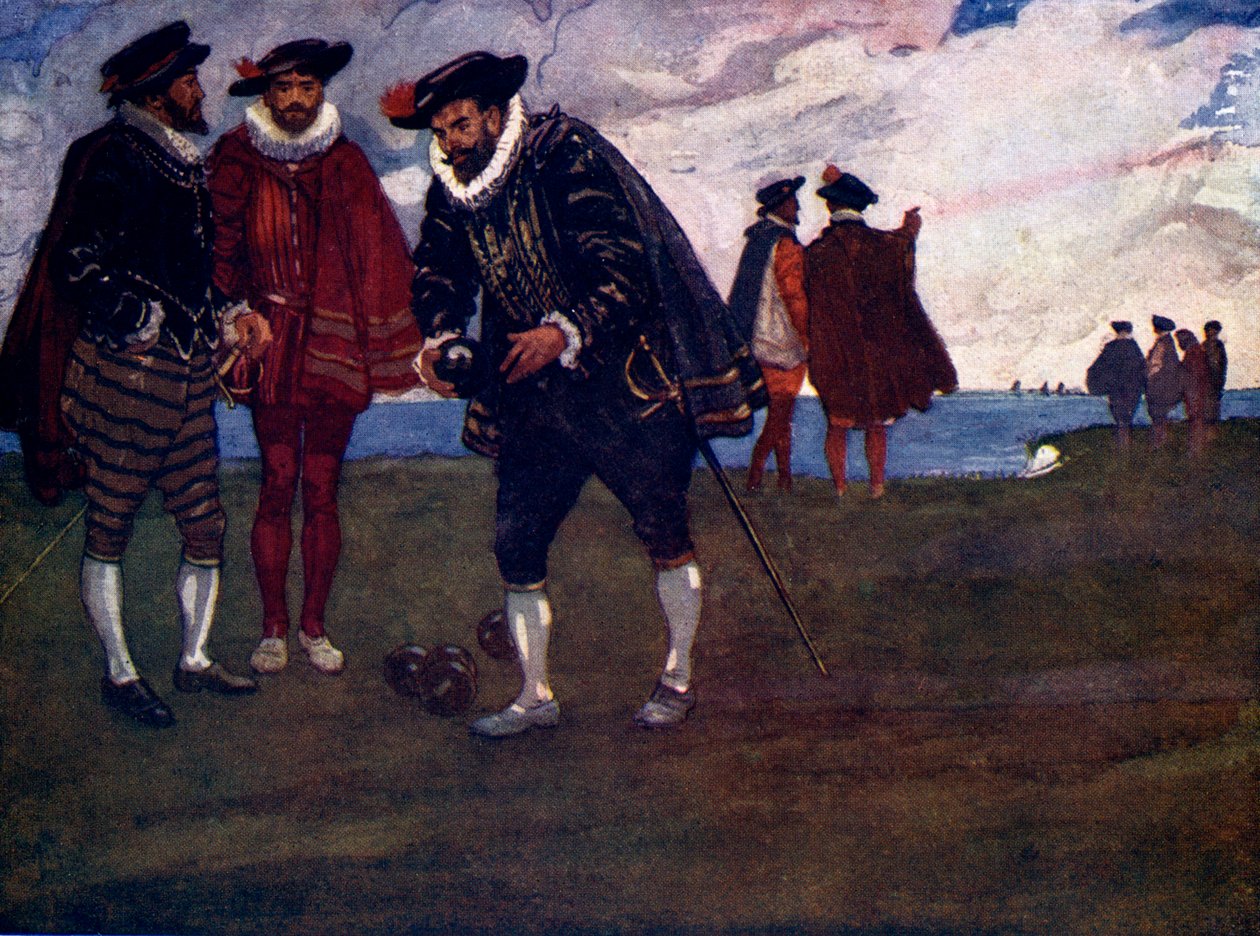 Jest czas, aby zakończyć grę i pokonać także Hiszpanów, powiedział Drake, 1588, 1905 autorstwa A. S. Forrest