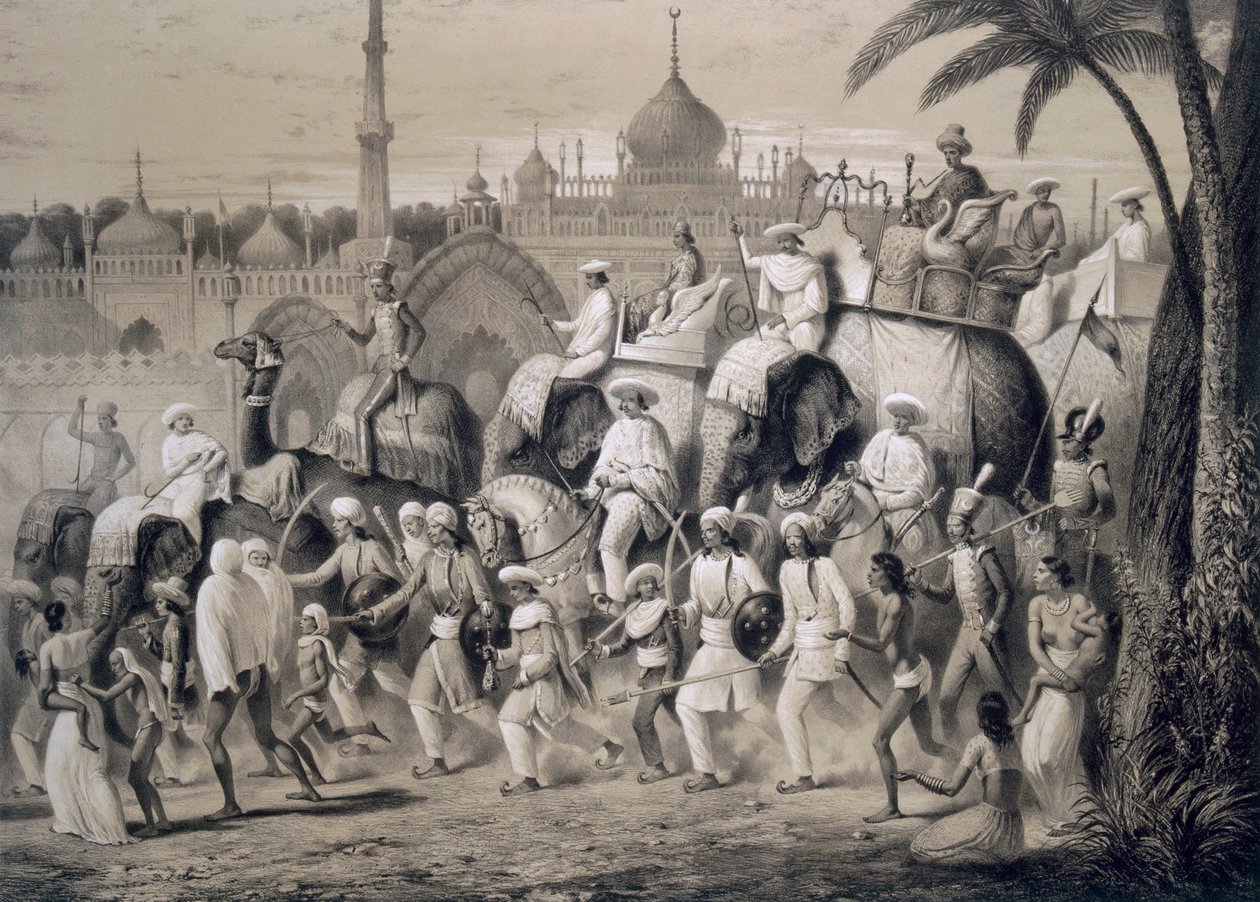 Lucknow, główna ulica, z „Podróży w Indiach”, 1859. autorstwa A. Soltykoff