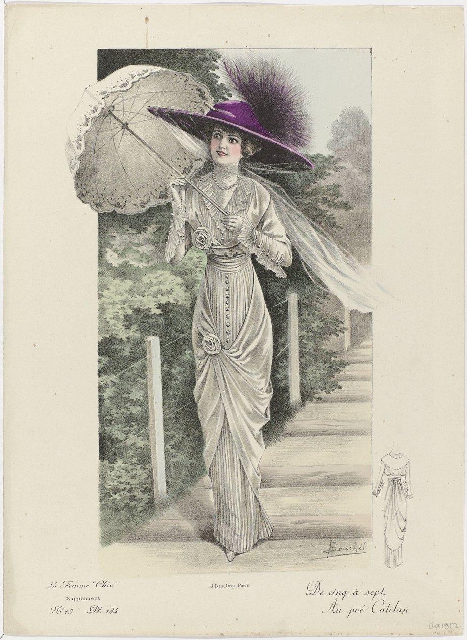 Elegancka kobieta, dodatek, ca. 1912, nr 18, pl.184: Od piątej do siódmej (...) autorstwa A. Souchel