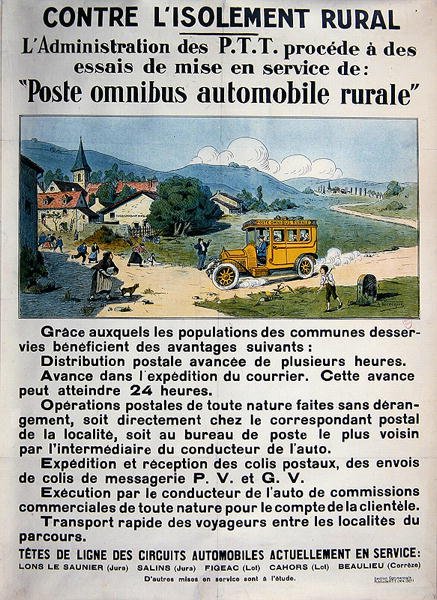 Plakat reklamujący Pocztę Francuską Omnibus autorstwa A. Verecque