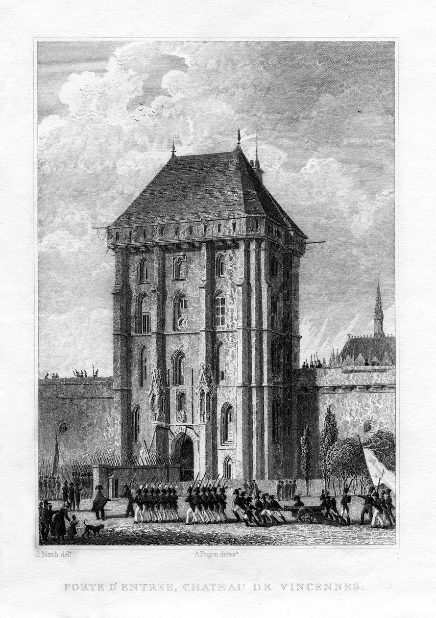 Brama główna, Chateau de Vincennes, Paryż, 1830. autorstwa A. W. N. Pugin