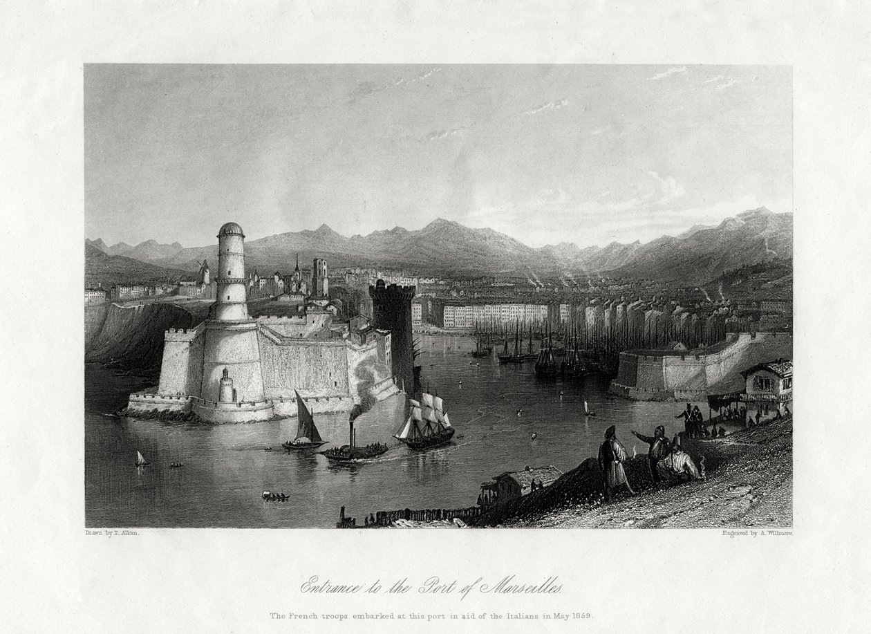 Wejście do portu w Marsylii, Francja, 1875 autorstwa A. Willmore