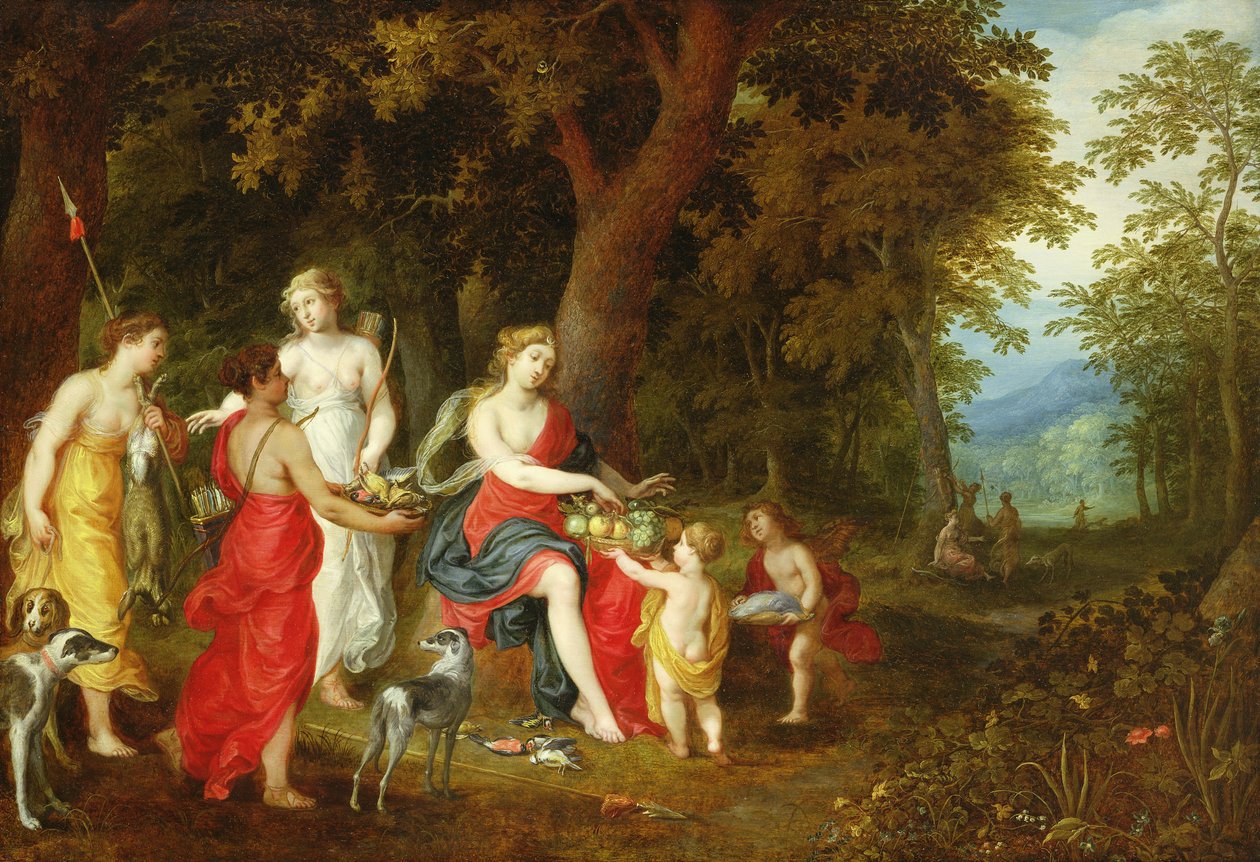 Diana i Jej Panny, po polowaniu, 1626 autorstwa A. and Balen, H. van Govaerts