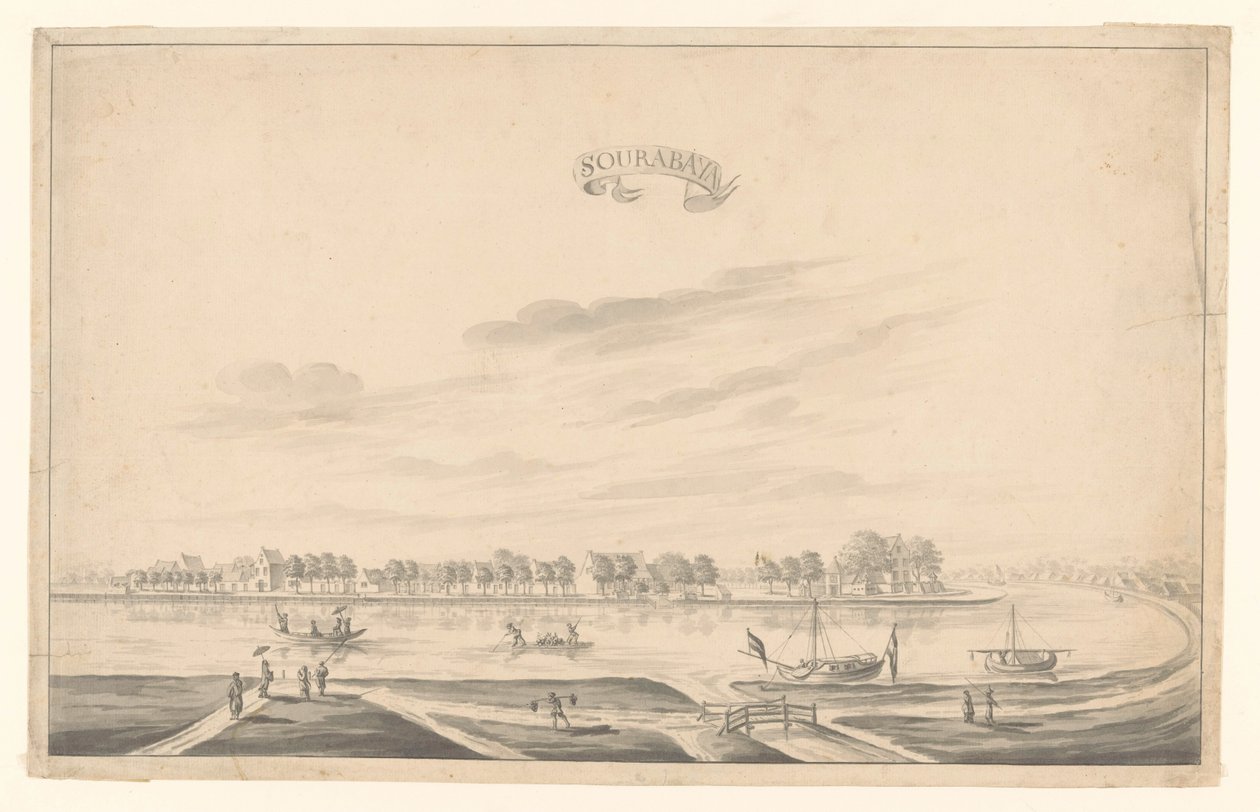 Widok Surabaya Sourabaya (tytuł na obiekcie) autorstwa A. de Nelly (possibly)
