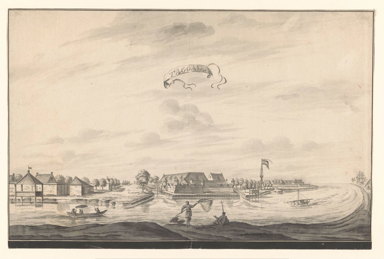 Widok Tegal Taggal (tytuł na obiekcie) autorstwa A. de Nelly (possibly)