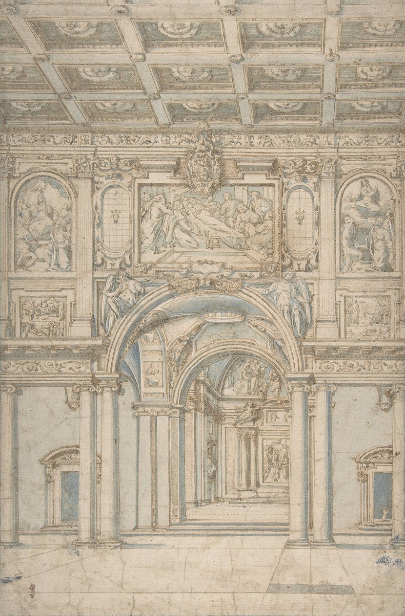 Studium Wnętrza Santa Maria Maggiore w Rzymie, 1621-46. autorstwa Abbate Paolo de Angelis
