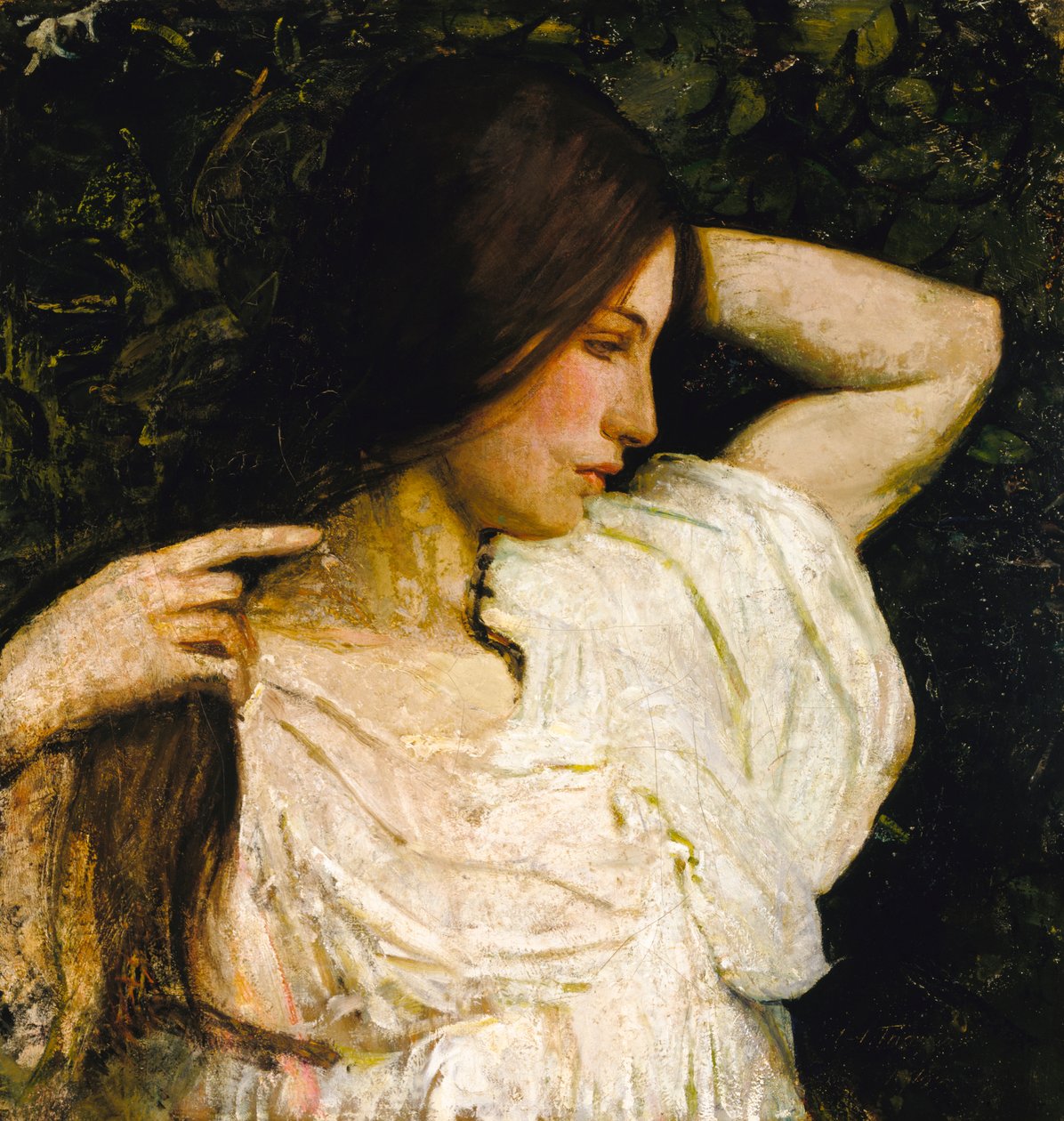 Dziewczyna układająca włosy, 1918-1919. autorstwa Abbott Handerson Thayer