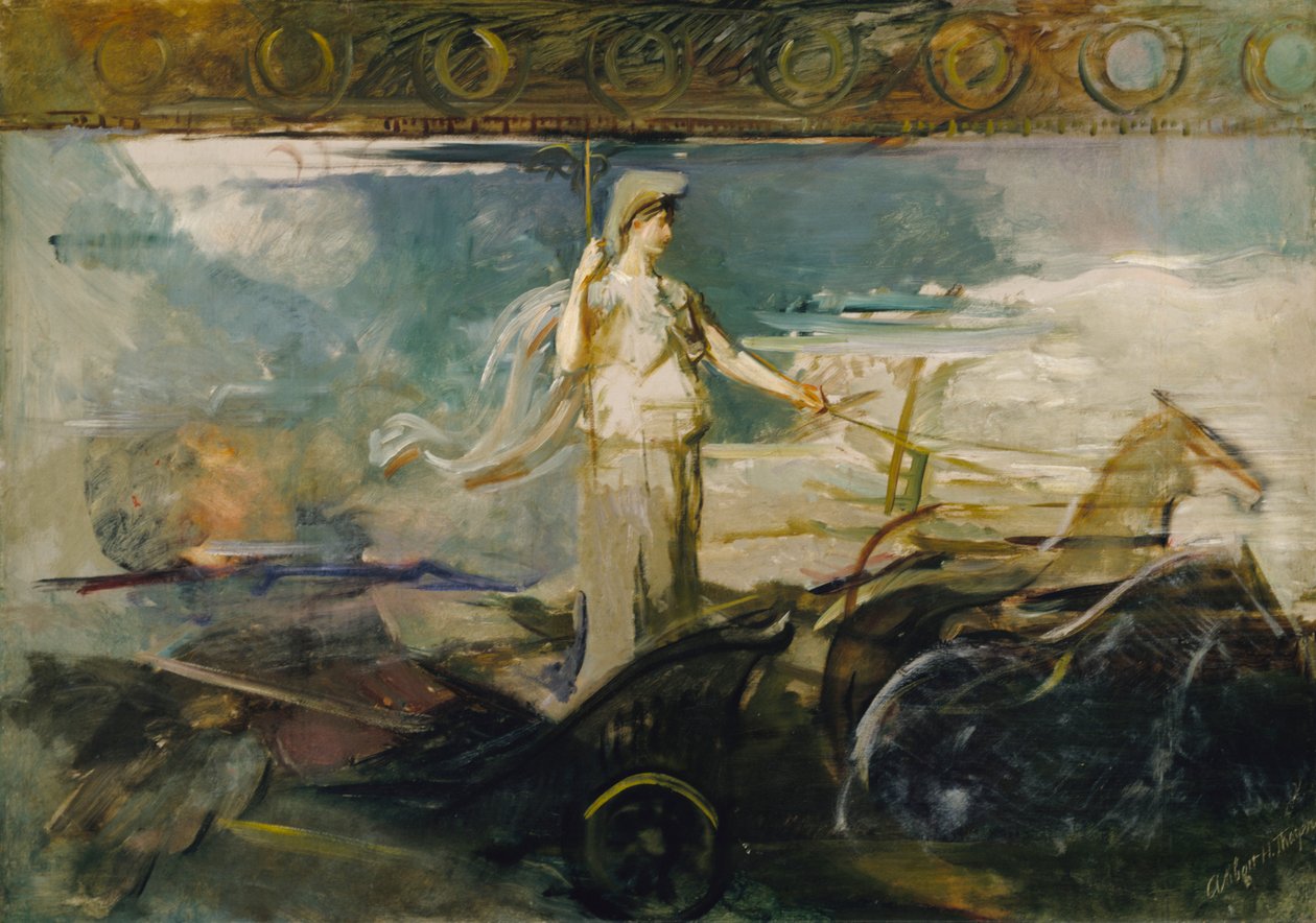 Minerwa w rydwanie, ca. 1894. autorstwa Abbott Handerson Thayer