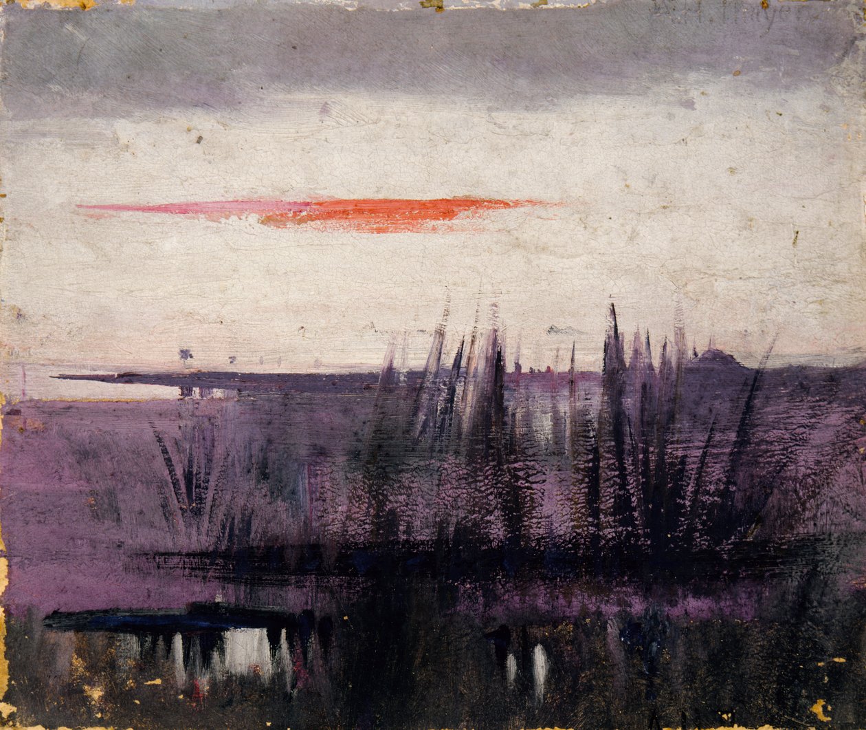 The Sky Simulated by White Flamingoes studium do książki..., w Królestwie Zwierząt, ca. 1905-1909. autorstwa Abbott Handerson Thayer