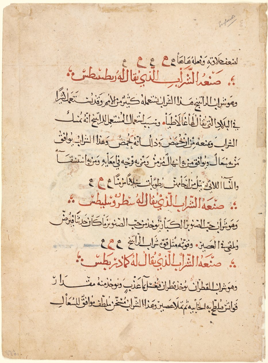Strona tekstowa z Materia Medica Dioscorides, c. 1224. autorstwa Abdallah ibn al Fadl