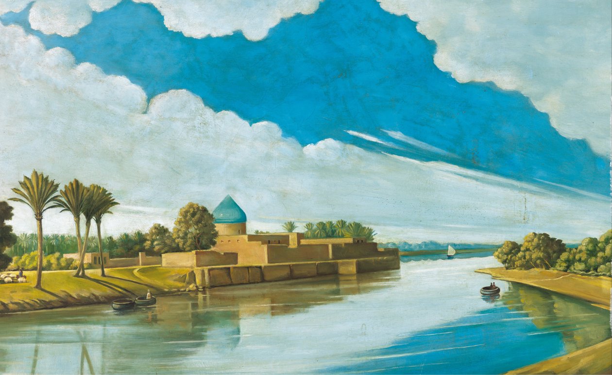 Scena rzeczna na brzegach Tygrysu autorstwa Abdul Qadir al Rassam