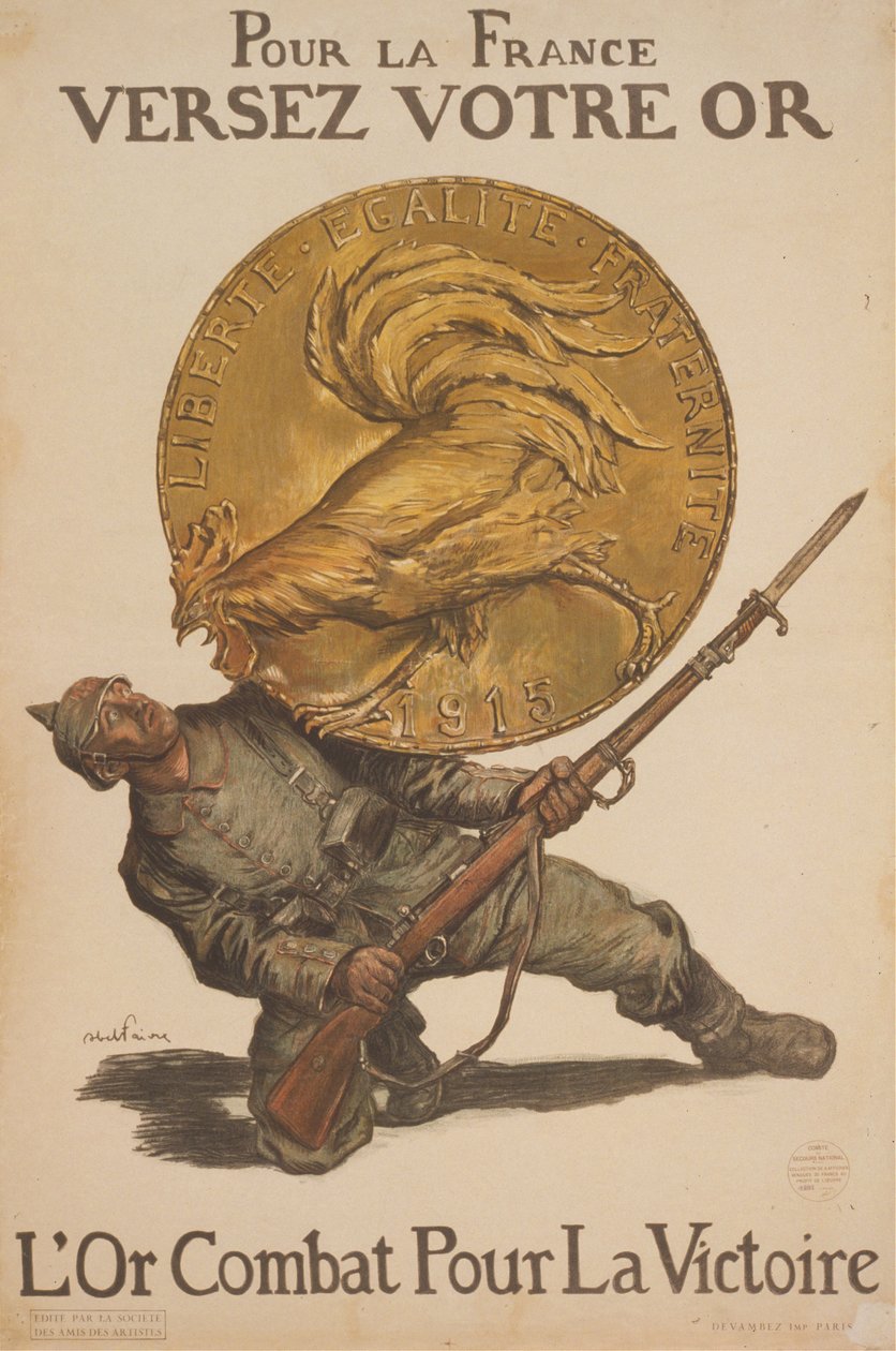 Za Francję wlej swoje złoto. Złoto walczy o zwycięstwo, 1915. autorstwa Abel Faivre
