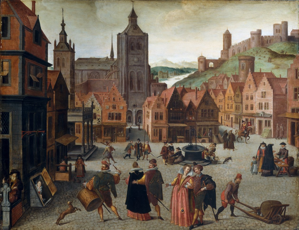 Rynek w Bergen op Zoom autorstwa Abel Grimmaert