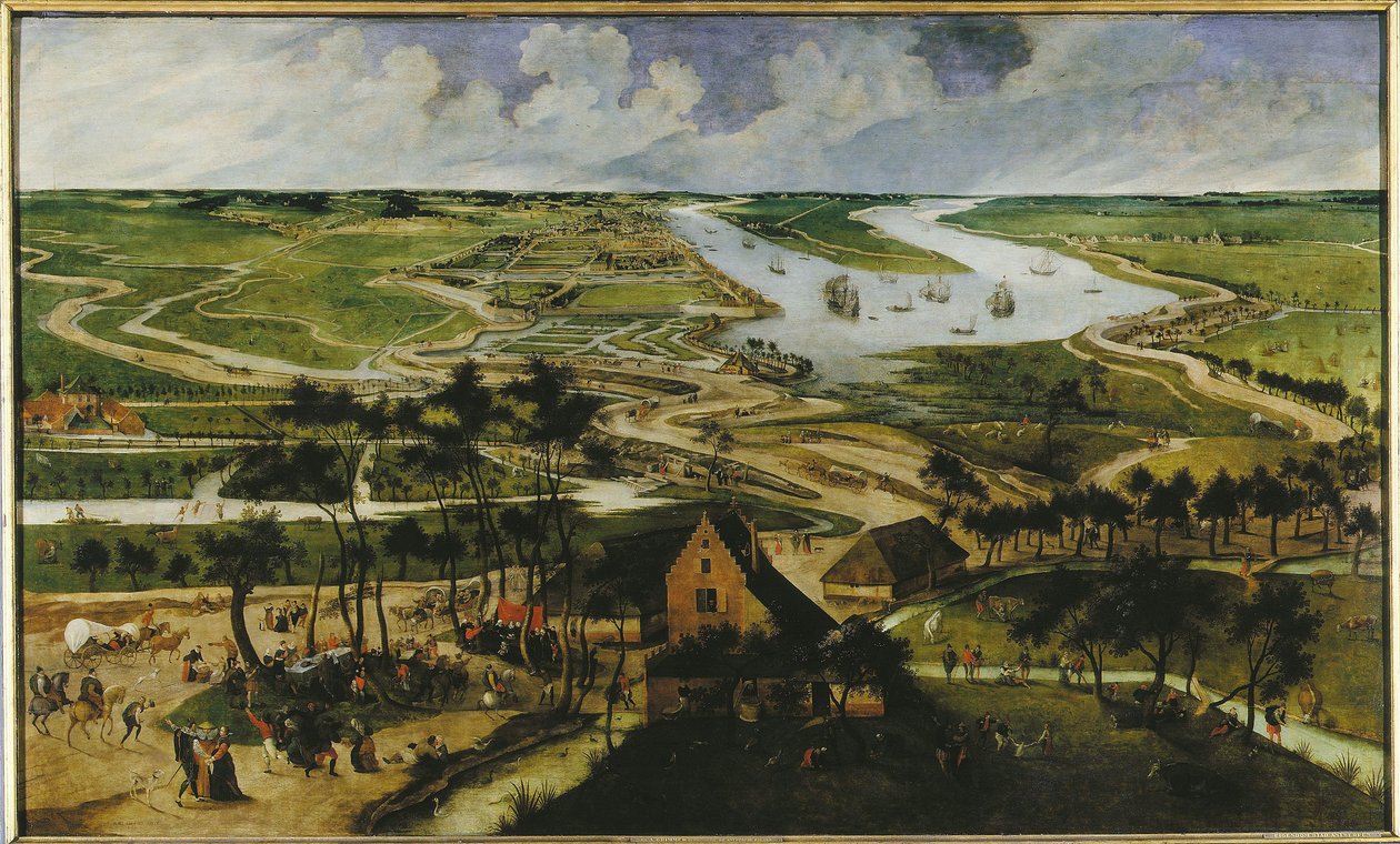 Widok na poldery w Antwerpii, 1604. autorstwa Abel Grimmer