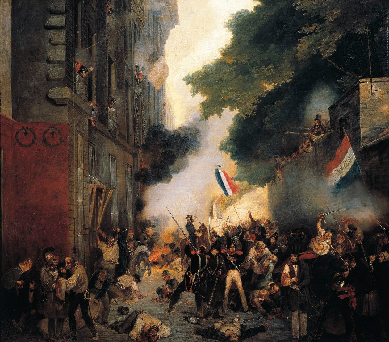Odcinek Rewolucji 1830, Dzień Lipca: Atak na koszary na Babylon Street 29 lipca autorstwa Abel Lordon