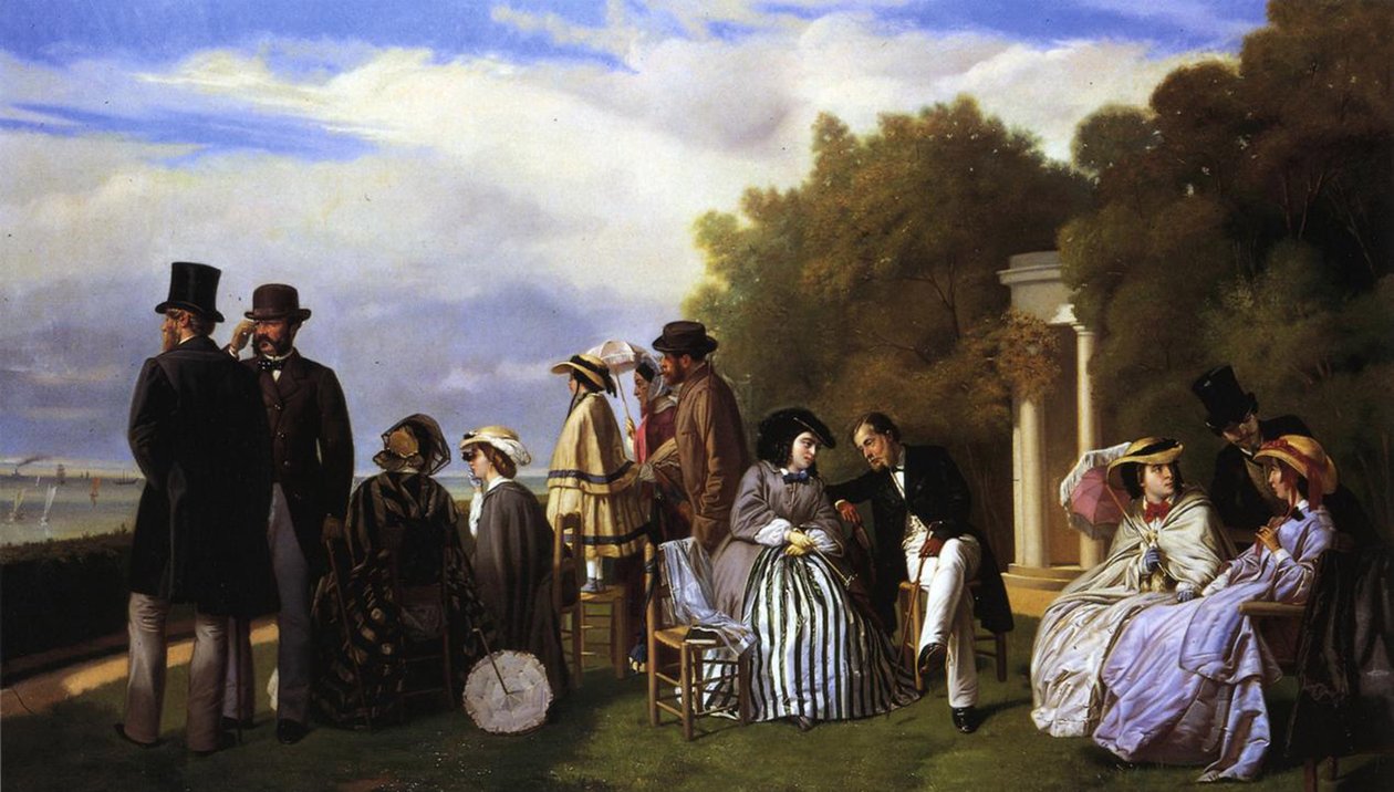 Cesarzowa Eugenia i jej dwór w Biarritz, 1861 autorstwa Abel de Pujol