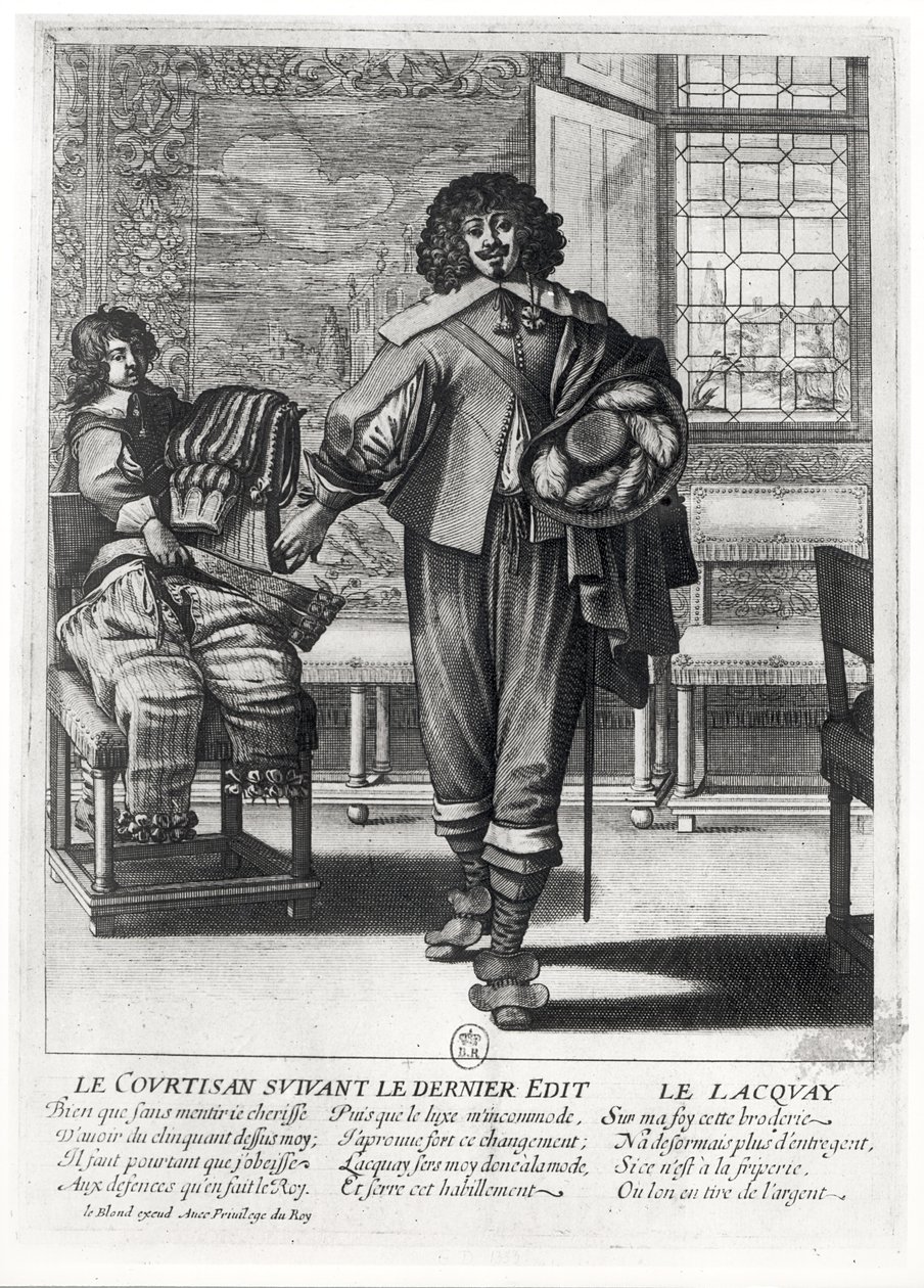 Dworzanin po ostatnim edykcie królewskim z 1633 r. i jego lacquey autorstwa Abraham Bosse