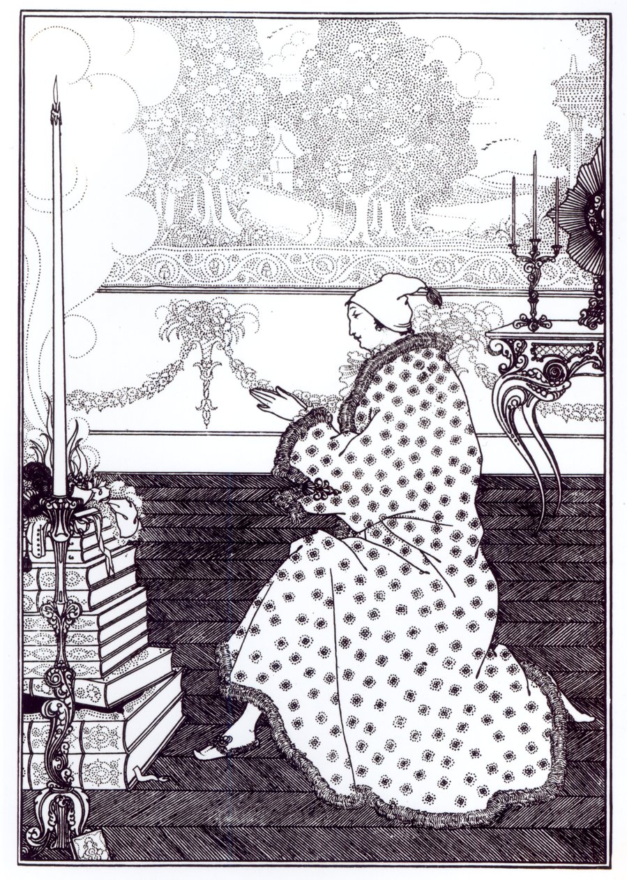 Modlitwa barona, z „Gwałtu na kłódkę”, Aleksandra Pope (1688-1744), litografia Aubreya Beardsleya (1872-98) 1895-96 autorstwa Abraham Bosse