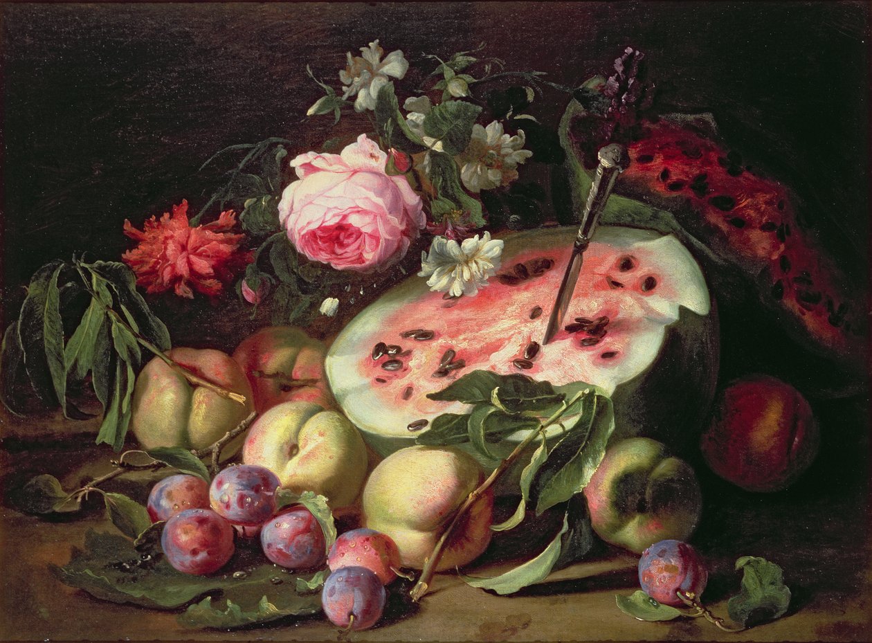 Martwa natura z melonem wodnym autorstwa Abraham Brueghel
