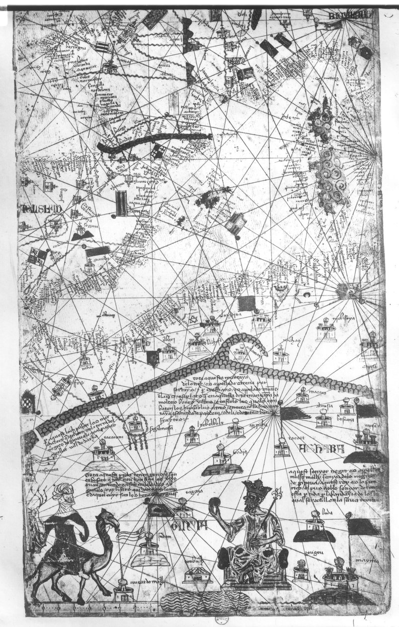 Szczegół z katalońskiego Atlasu, 1375 autorstwa Abraham Cresques