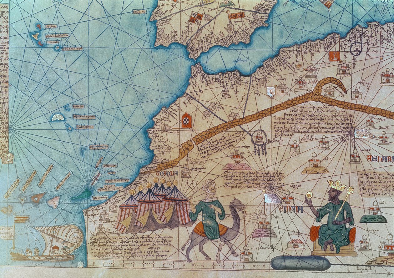 Szczegół z katalońskiego Atlasu, 1375 autorstwa Abraham Cresques