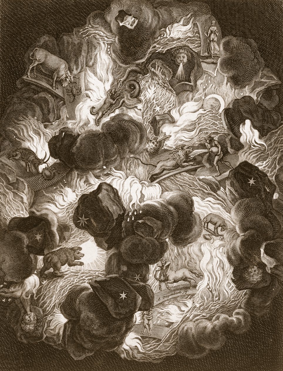 Chaos, rytowany przez Bernarda Picarta (1673-1733), 1731 autorstwa Abraham van Diepenbeeck