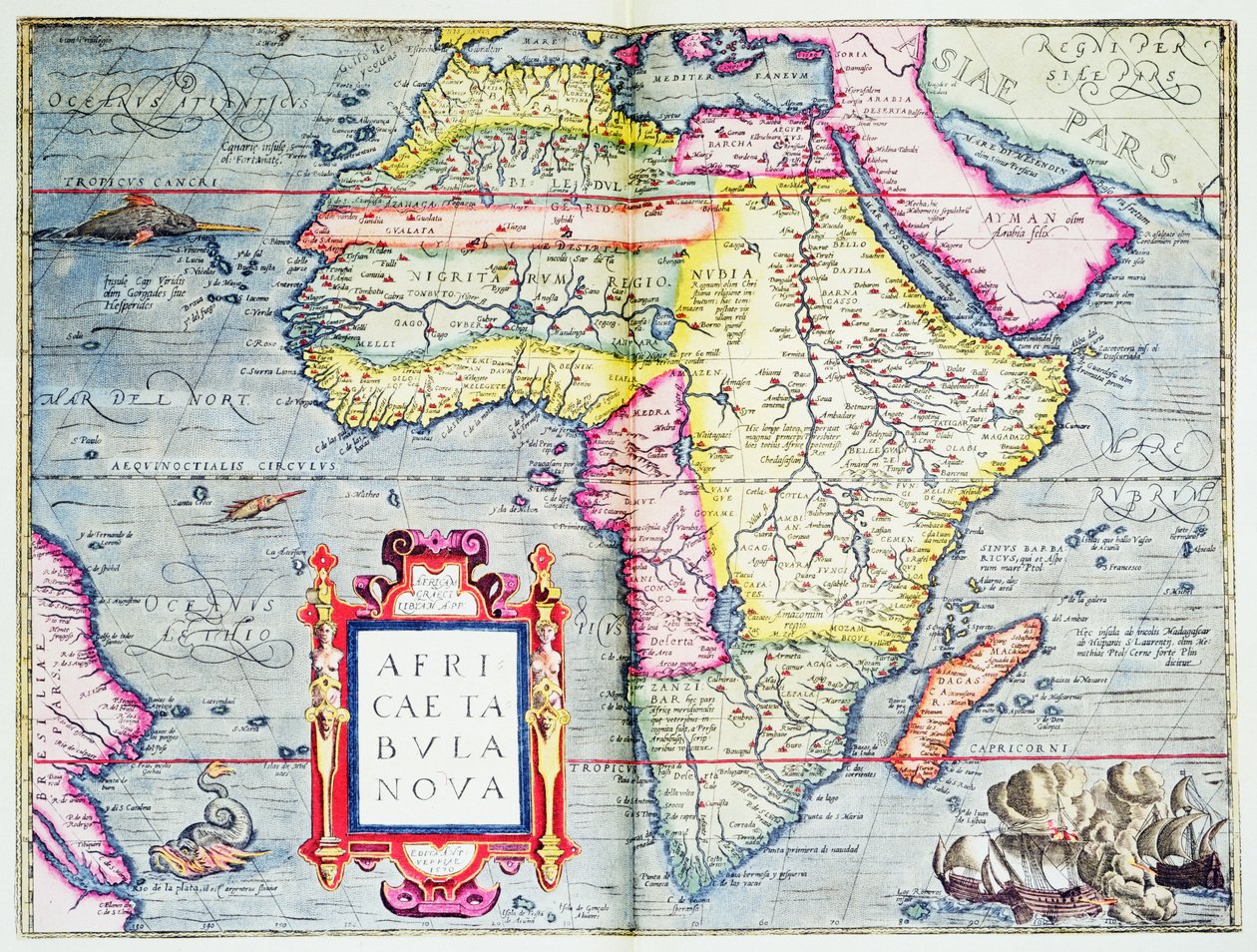 Africae tabvla nova, 1570 (kolor grawerowany) autorstwa Abraham Ortelius