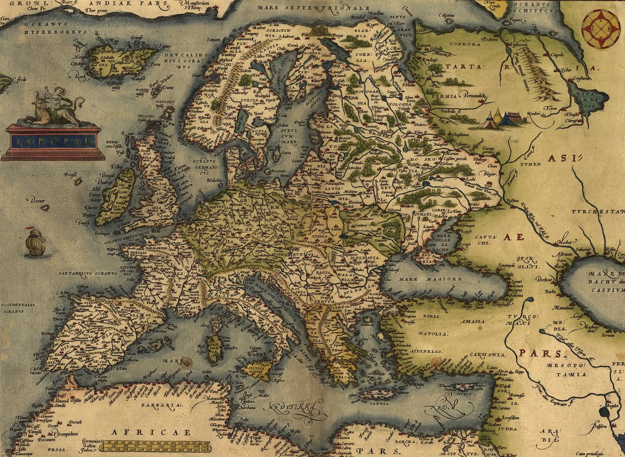 Mapa Europy autorstwa Abraham Ortelius
