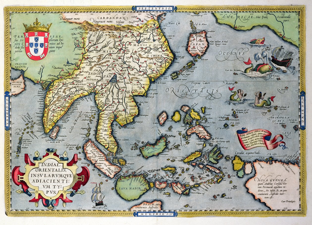 Mapa Indii do Nowej Gwinei, c.1570-1603 autorstwa Abraham Ortelius