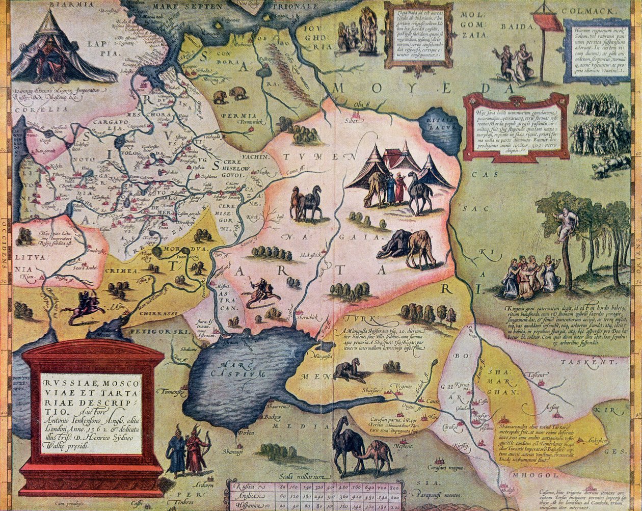 Mapa imperium rosyjskiego w XVI wieku, kopia oryginału z 1571 r. autorstwa Abraham Ortelius