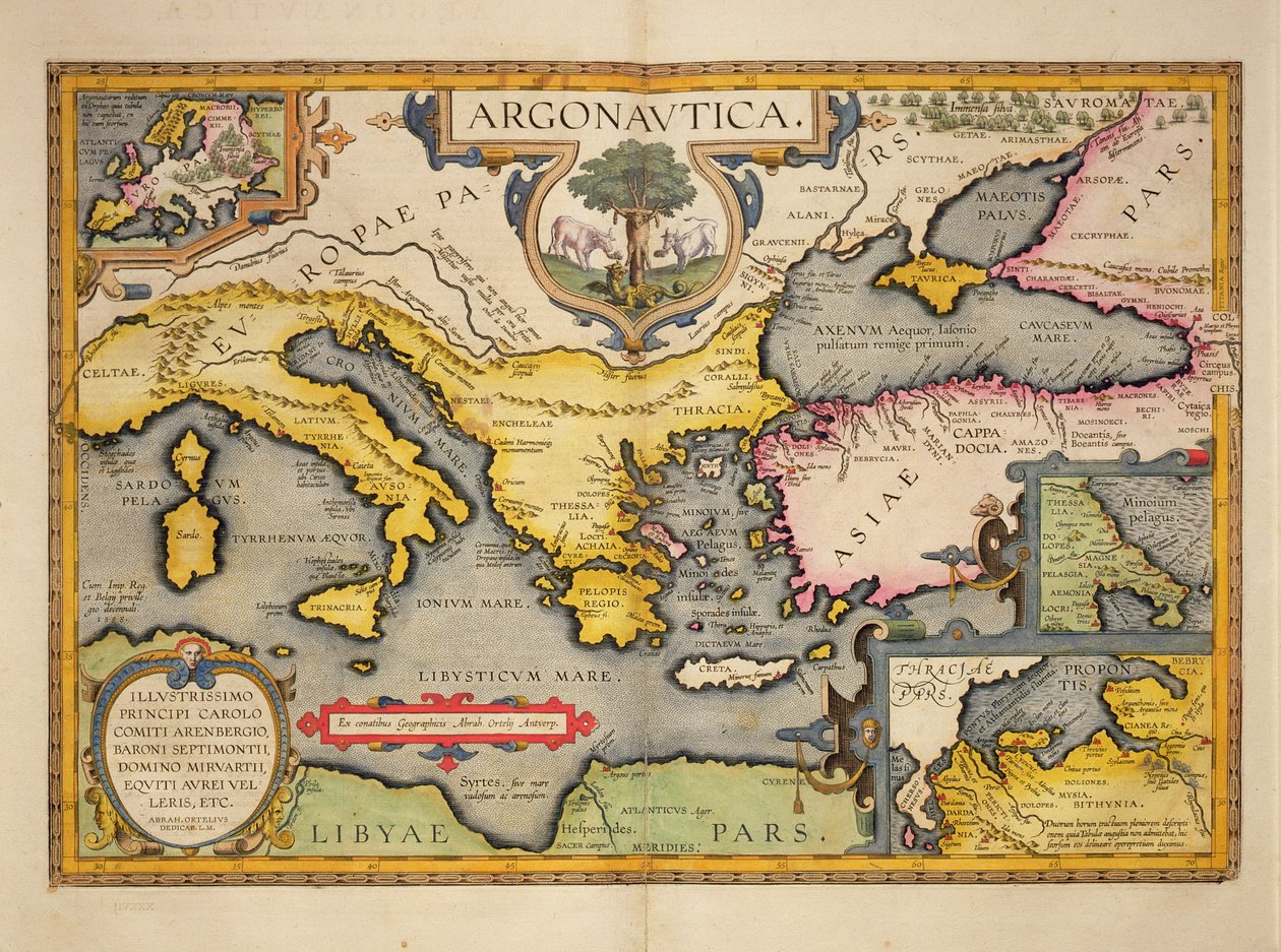 Mapa podróży Argonautów z „Theatrum Orbis Terrarum”, 1603 autorstwa Abraham Ortelius