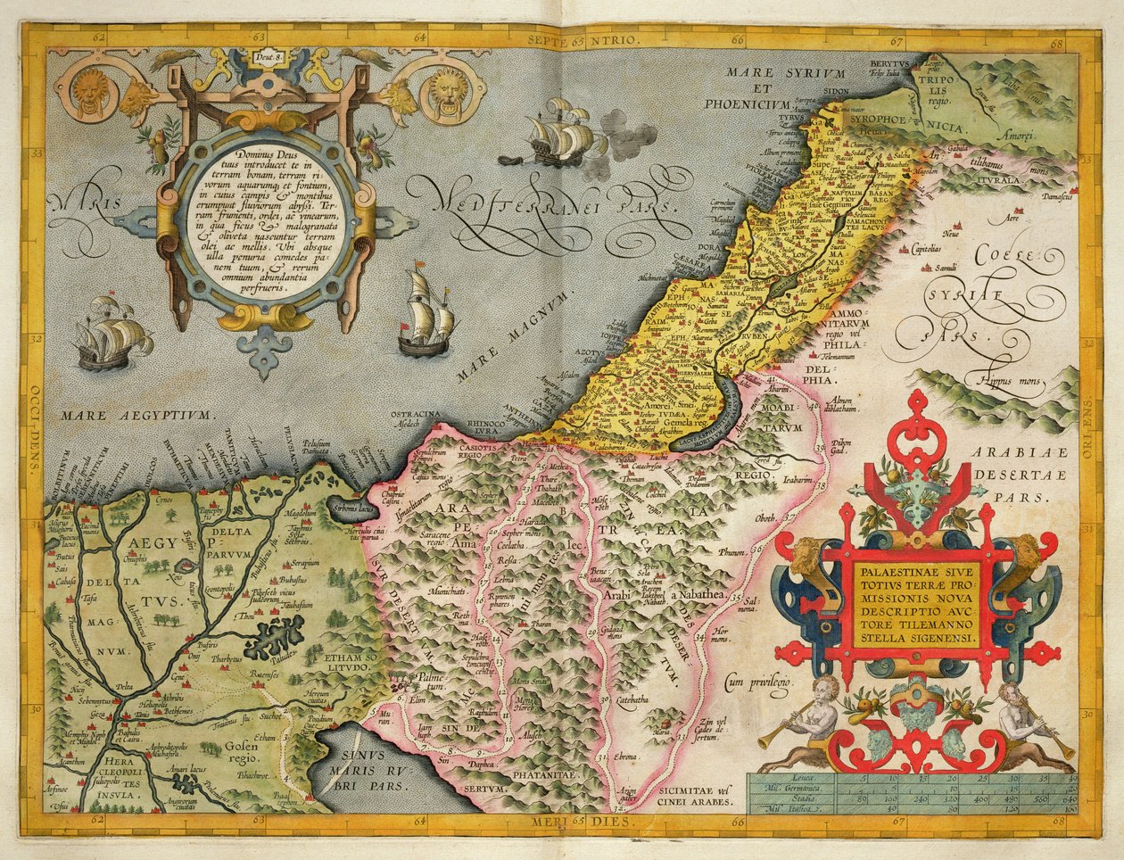 فلسطین او وعده شوې ځمکه، د تیاترم اوربیس ترارام څخه، 1603 پولی autorstwa Abraham Ortelius