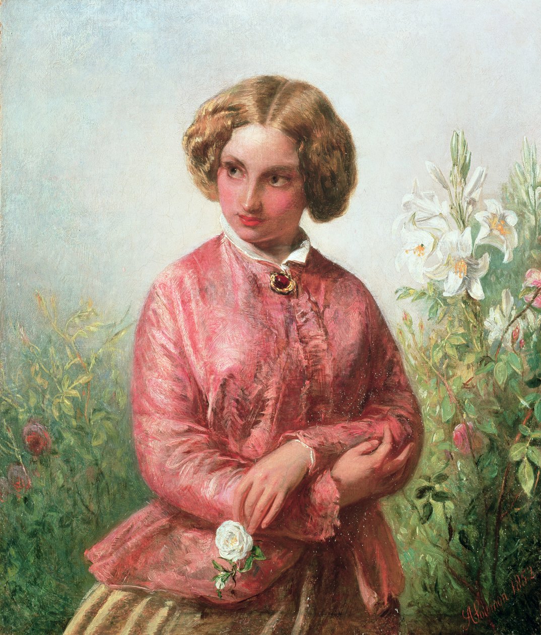 Portret młodej dziewczyny z różą autorstwa Abraham Solomon