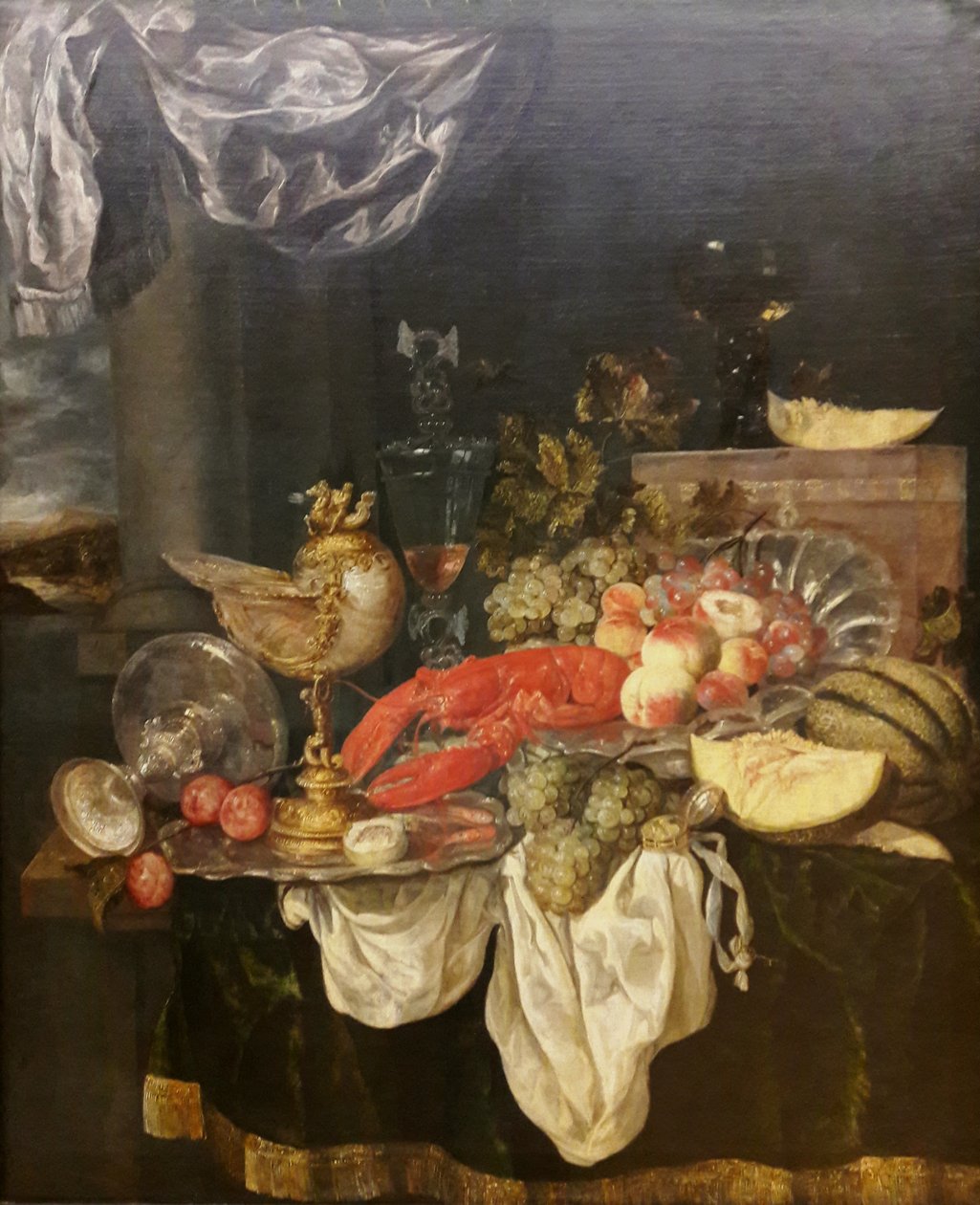 Duża martwa natura z homarem autorstwa Abraham van Beijeren