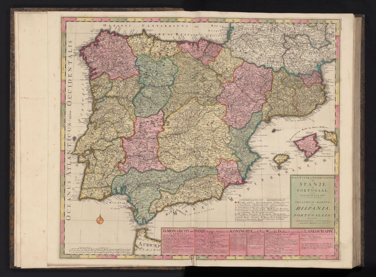Mapa Hiszpanii i Portugalii Way-Pointer of the Military Tours w Hiszpanii i Portugalii / Theatrum Martis w Hispania et Portugallia (tytuł na obiekcie) autorstwa Abraham Allard