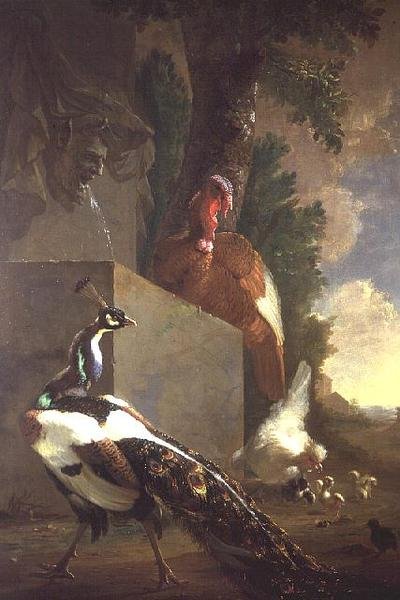 Ptaki przy fontannie autorstwa Abraham Bisschop