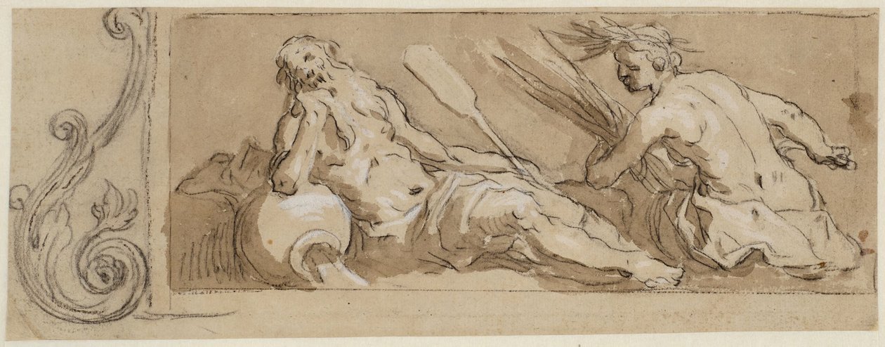 Bóg rzeki i Ceres w ozdobnej ramie autorstwa Abraham Bloemaert