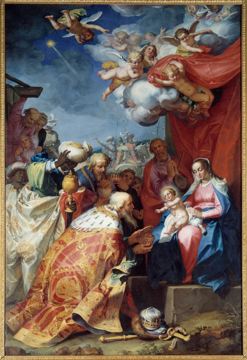 Adoracja Trzech Króli. Obraz Abrahama Bloemaerta (1564-1651) autorstwa Abraham Bloemaert