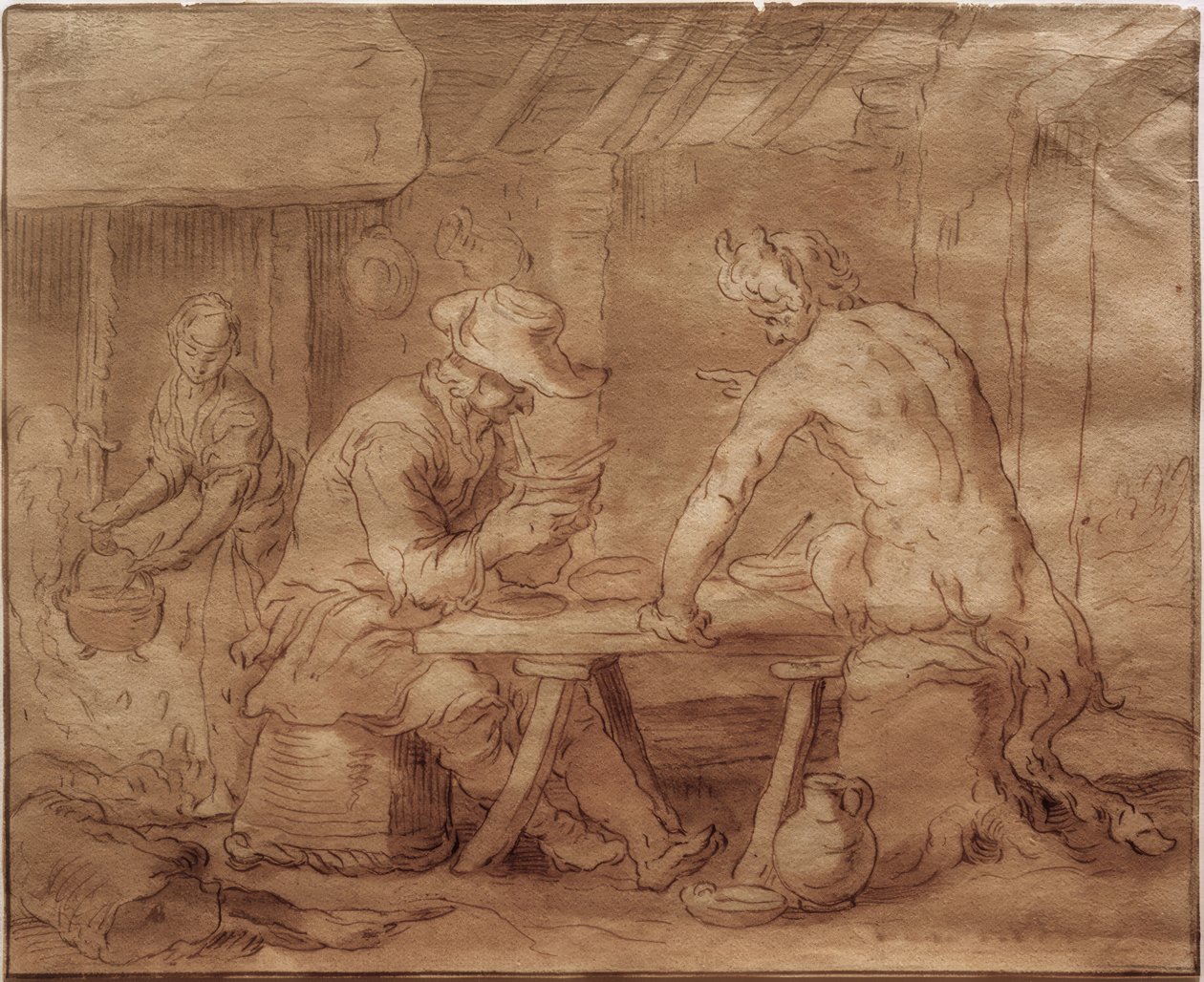 Satyr u rolnika autorstwa Abraham Bloemaert