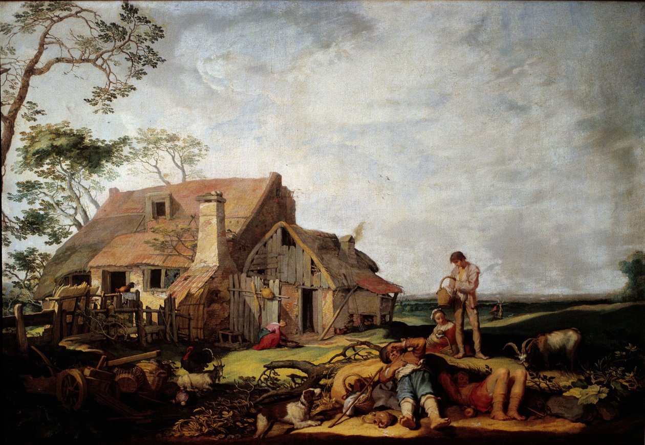 Pejzaż z odpoczywającymi chłopami Obraz Abrahama Bloemaerta (1564-1651) autorstwa Abraham Bloemaert