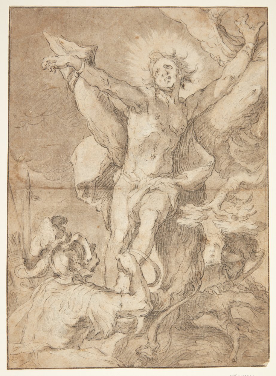 Święty Sebastian jest przywiązany do drzewa przez rzymskiego żołnierza autorstwa Abraham Bloemaert