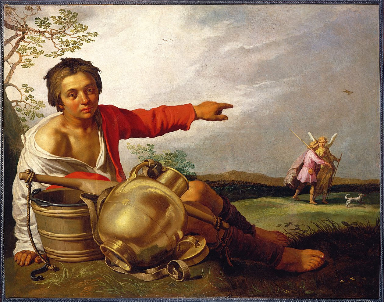 Pasterz wskazujący na Tobiasza i Anioła, ok. 1625-30 (olej na płótnie) autorstwa Abraham Bloemaert